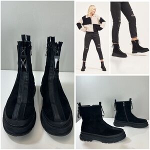 Torgeis Moira Micro Suede Zippered Platform Combat Boots Size 8